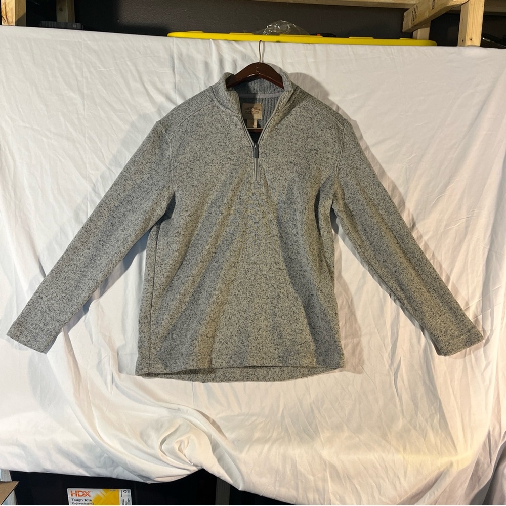 TELLURIDE CLOTHING CO Men's Gray 1/4 Zip High Neck Heavyweight Sweater Sz Medium